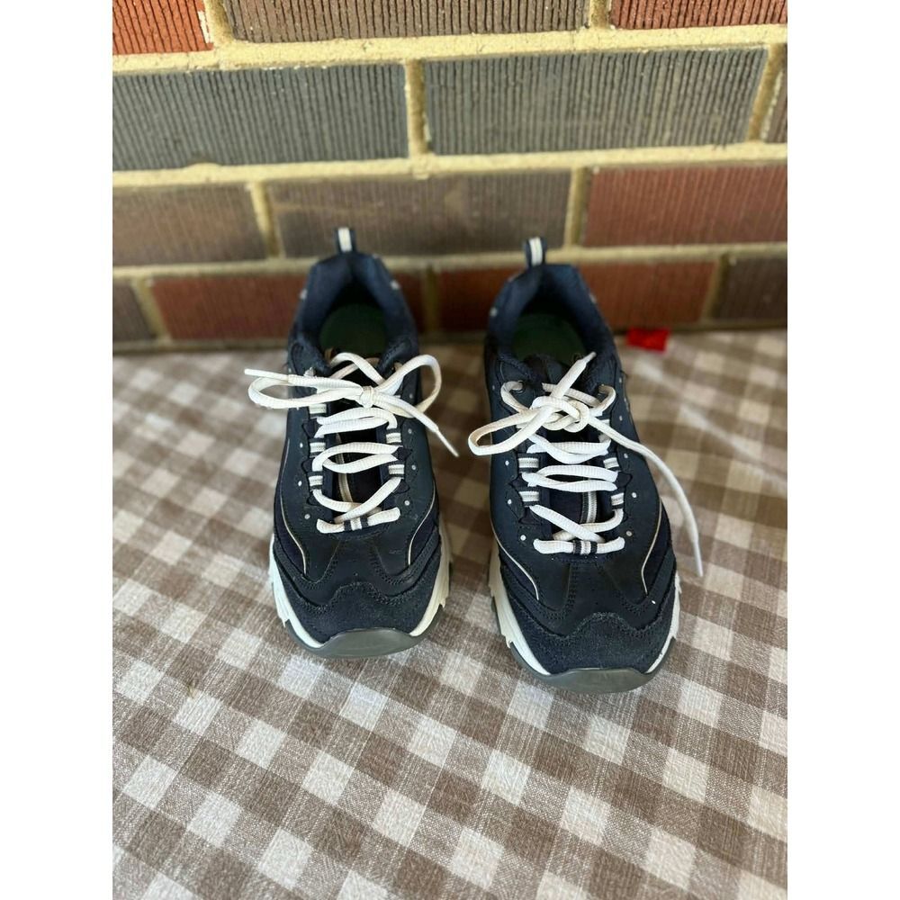 Skechers Womens Navy Blue Lace Up Athletic Sneakers